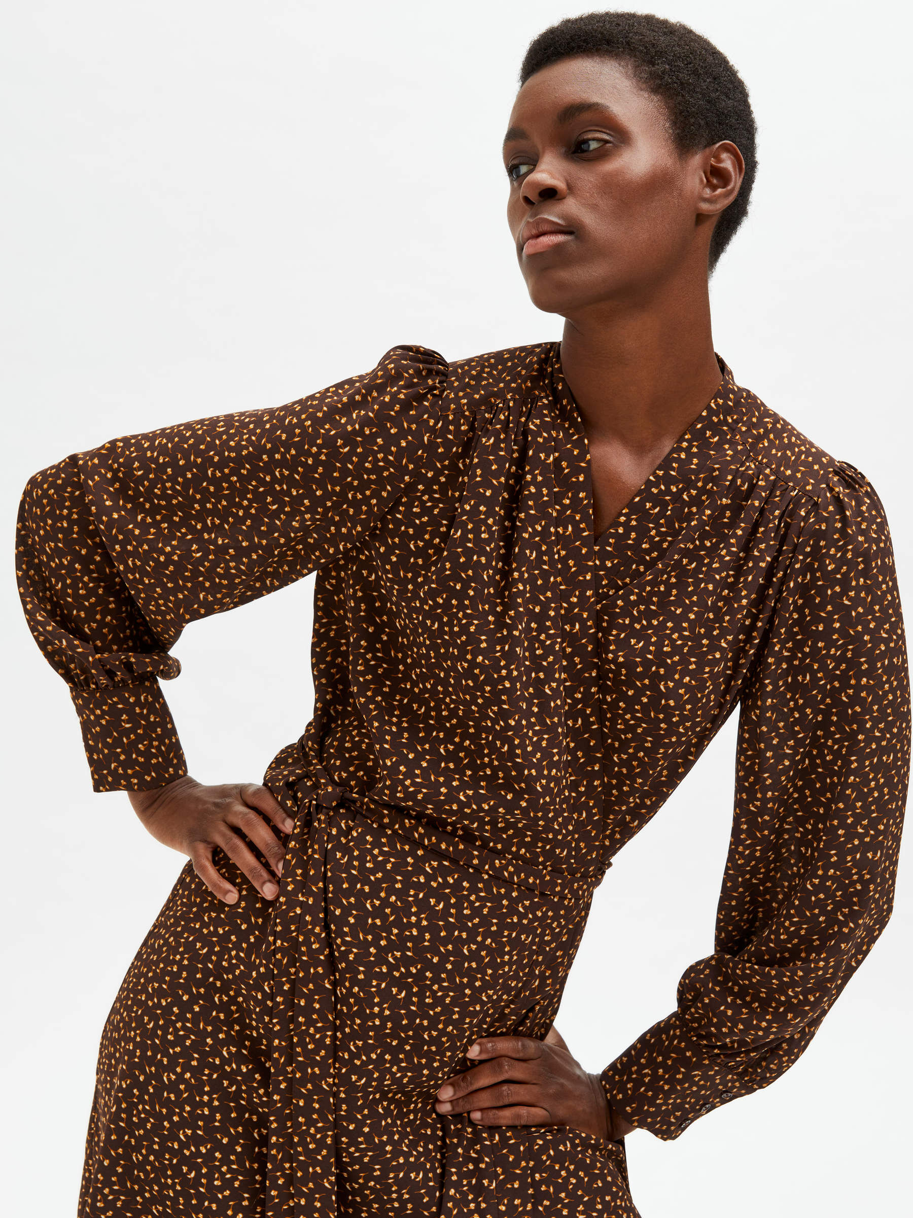PRINTED WRAP DRESS Brown SELECTED FEMME