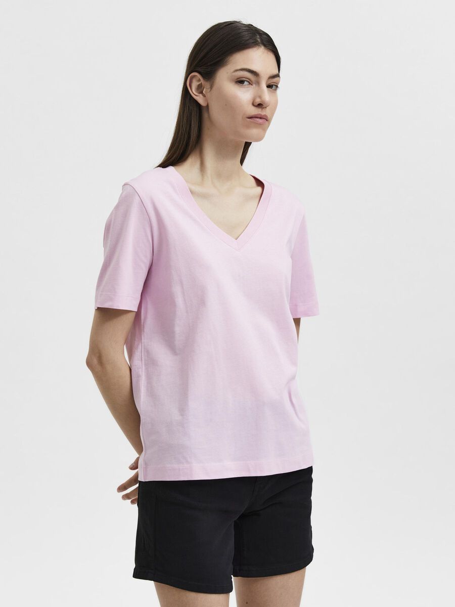 Selected V-NECK T-SHIRT, Lilac Sachet, highres - 16065132_LilacSachet_003.jpg