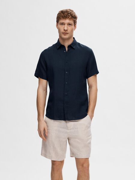 Selected 100% LINEN SHORT SLEEVED SHIRT, Sky Captain, highres - 16094021_SkyCaptain_003.jpg