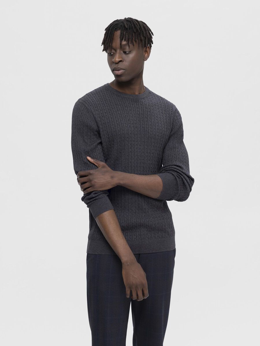Selected CABLE KNIT JUMPER, Antracit, highres - 16090606_Antracit_1048086_003.jpg