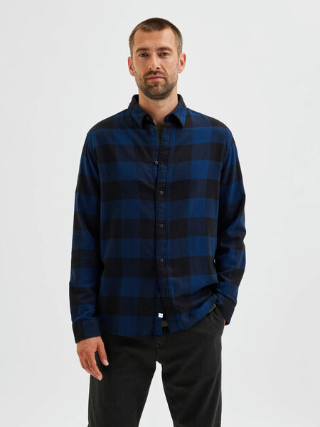 Selected CHECKED LONG SLEEVED SHIRT, Dress Blues, highres - 16080836_DressBlues_876193_003.jpg