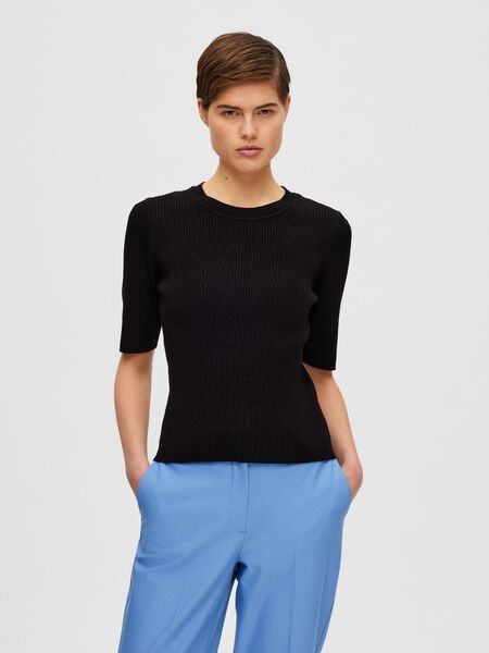 Selected VISCOSE BLEND KNITTED TOP, Black, highres - 16088431_Black_003.jpg