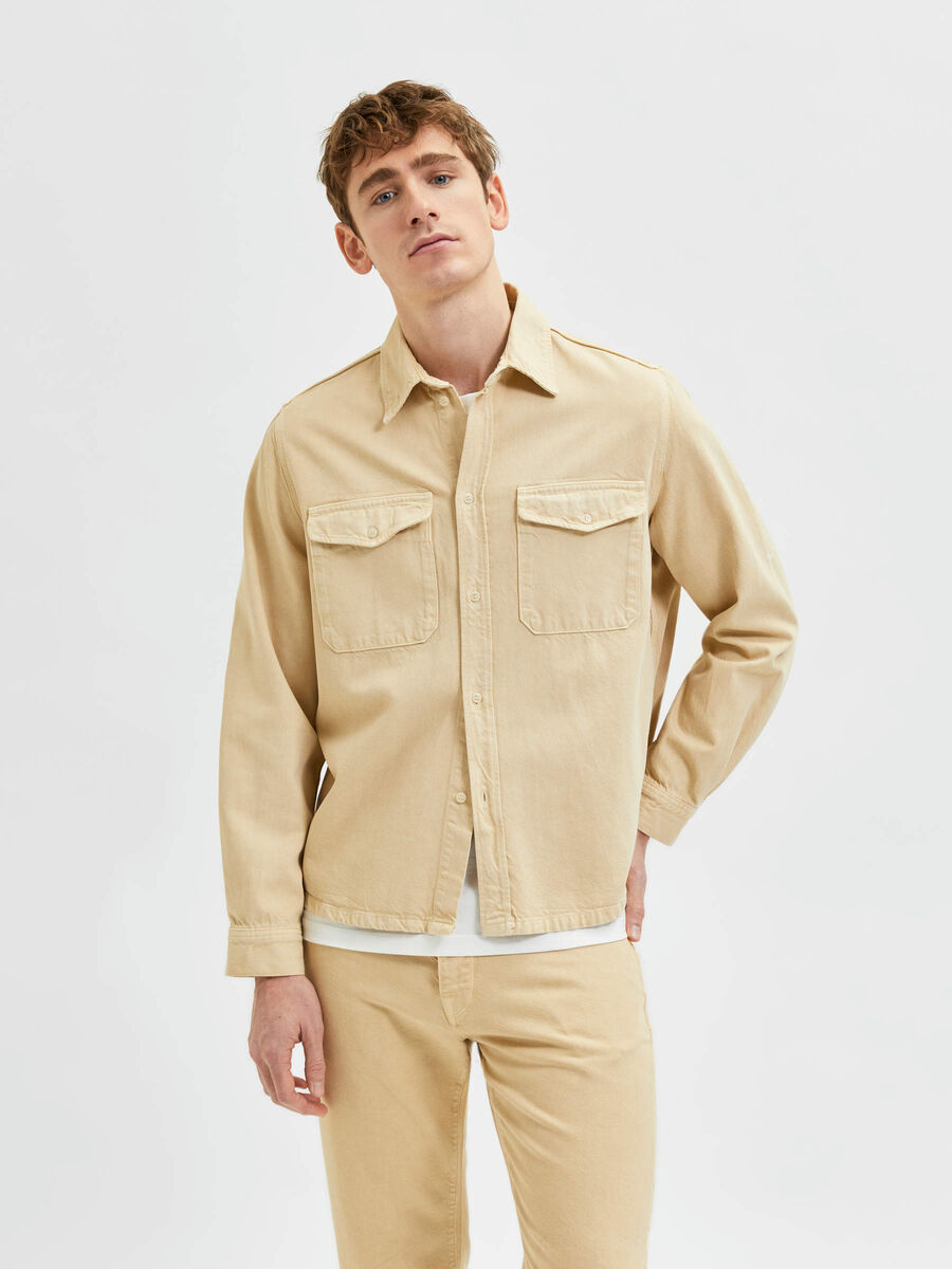 Selected LOOSE FIT OVERSHIRT, Sand, highres - 16084042_Sand_003.jpg