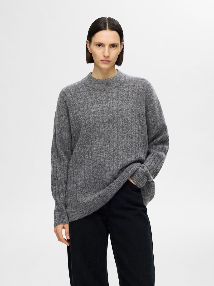 Selected LOOSE FIT WOOL BLEND JUMPER, Medium Grey Melange, highres - 16094162_MediumGreyMelange_003.jpg