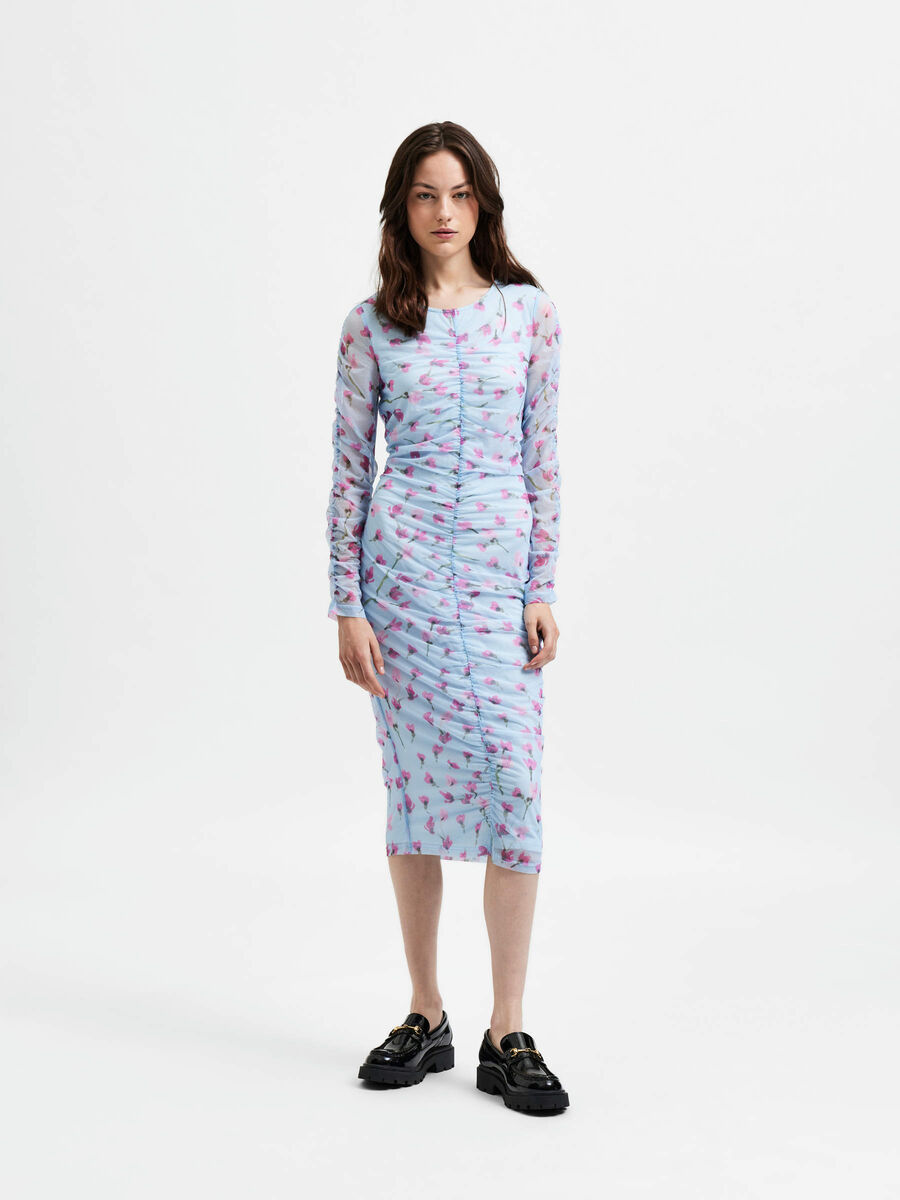 Selected RUCHED MIDI DRESS, Cashmere Blue, highres - 16087164_CashmereBlue_977305_005.jpg