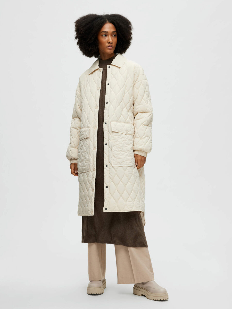 Selected LONG QUILTED JACKET, Sandshell, highres - 16088152_Sandshell_003.jpg