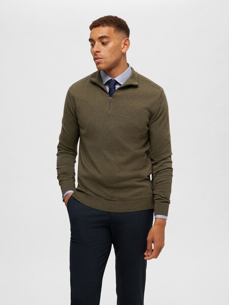 Selected HALF-ZIP PULL EN MAILLE, Ivy Green, highres - 16074687_IvyGreen_779218_003.jpg