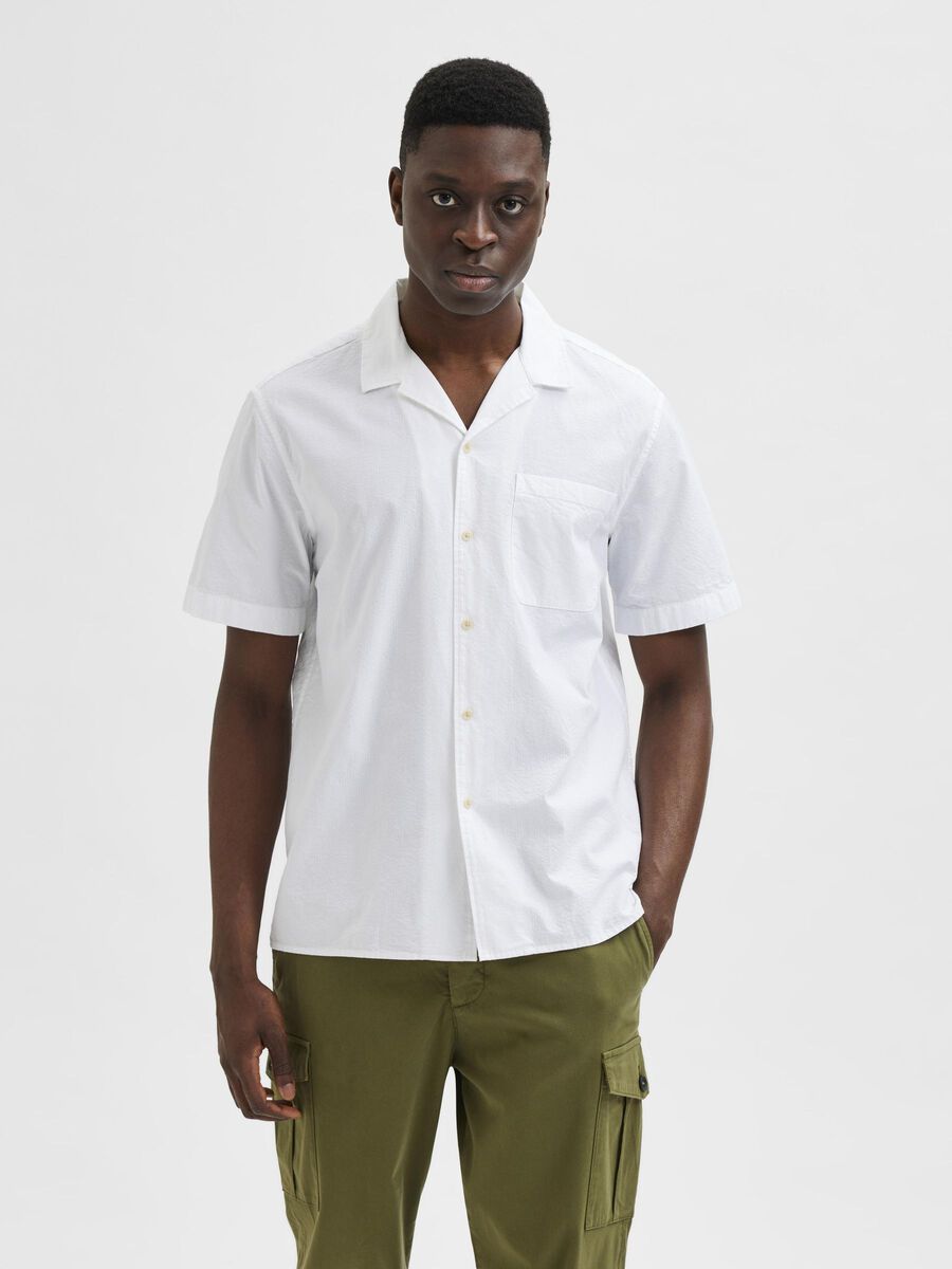 Selected SHORT SLEEVED SHIRT, Bright White, highres - 16084578_BrightWhite_003.jpg