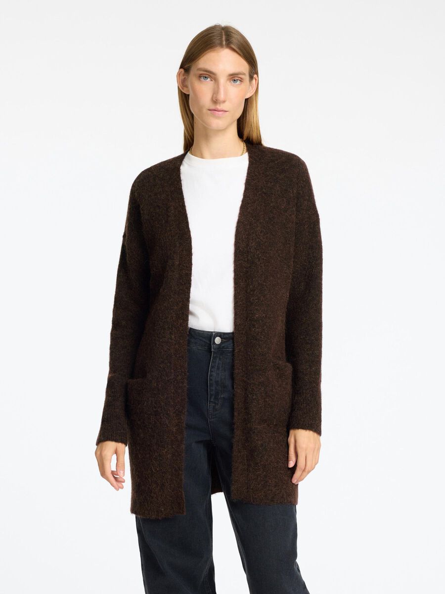 Selected LONG KNITTED CARDIGAN, Coffee Bean, highres - 16085216_CoffeeBean_943683_003.jpg