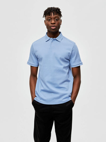 Selected TEXTURED POLO SHIRT, Bel Air Blue, highres - 16088575_BelAirBlue_003.jpg