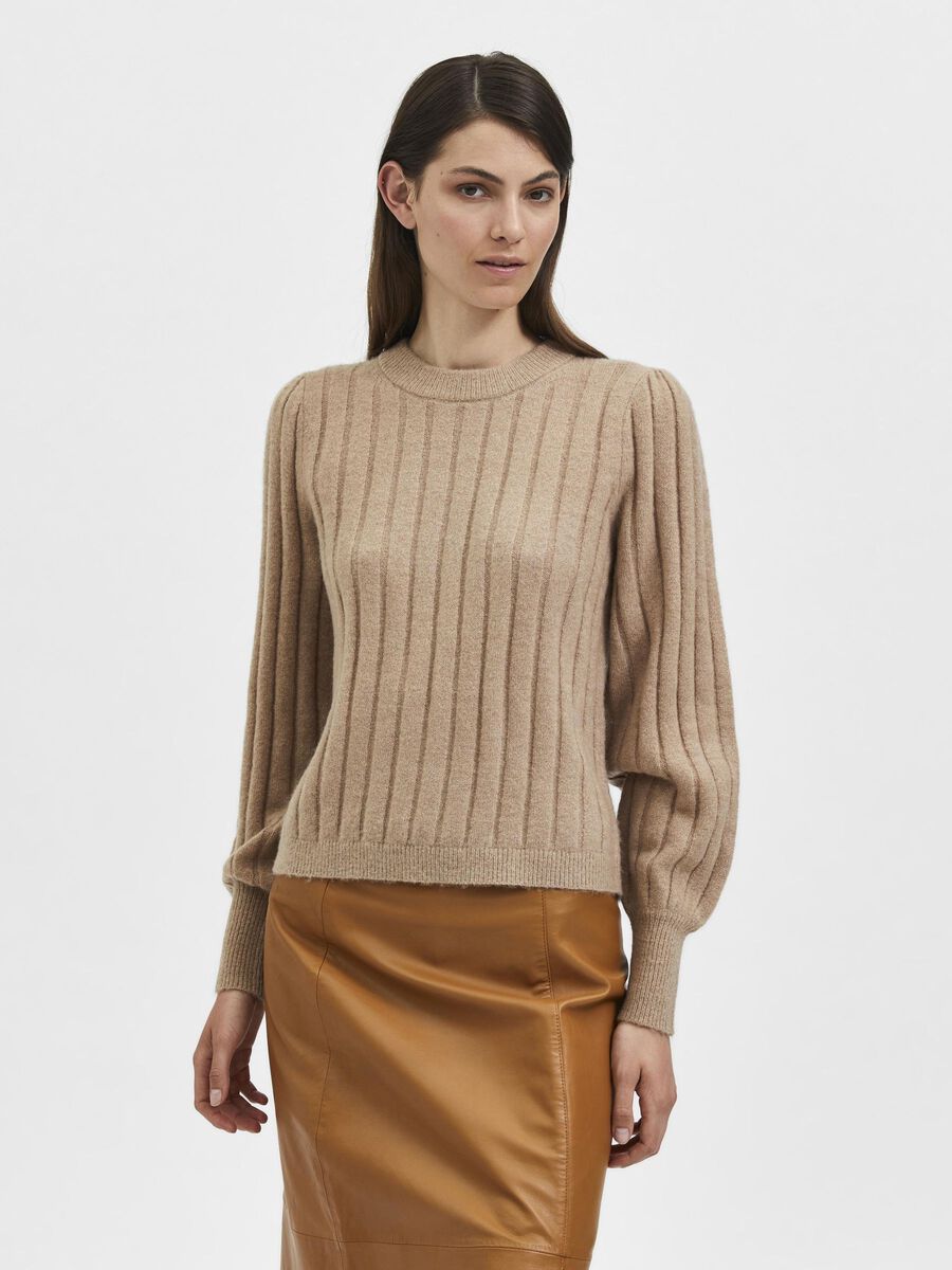 Selected LONG-SLEEVED JUMPER, Warm Taupe, highres - 16086336_WarmTaupe_003.jpg