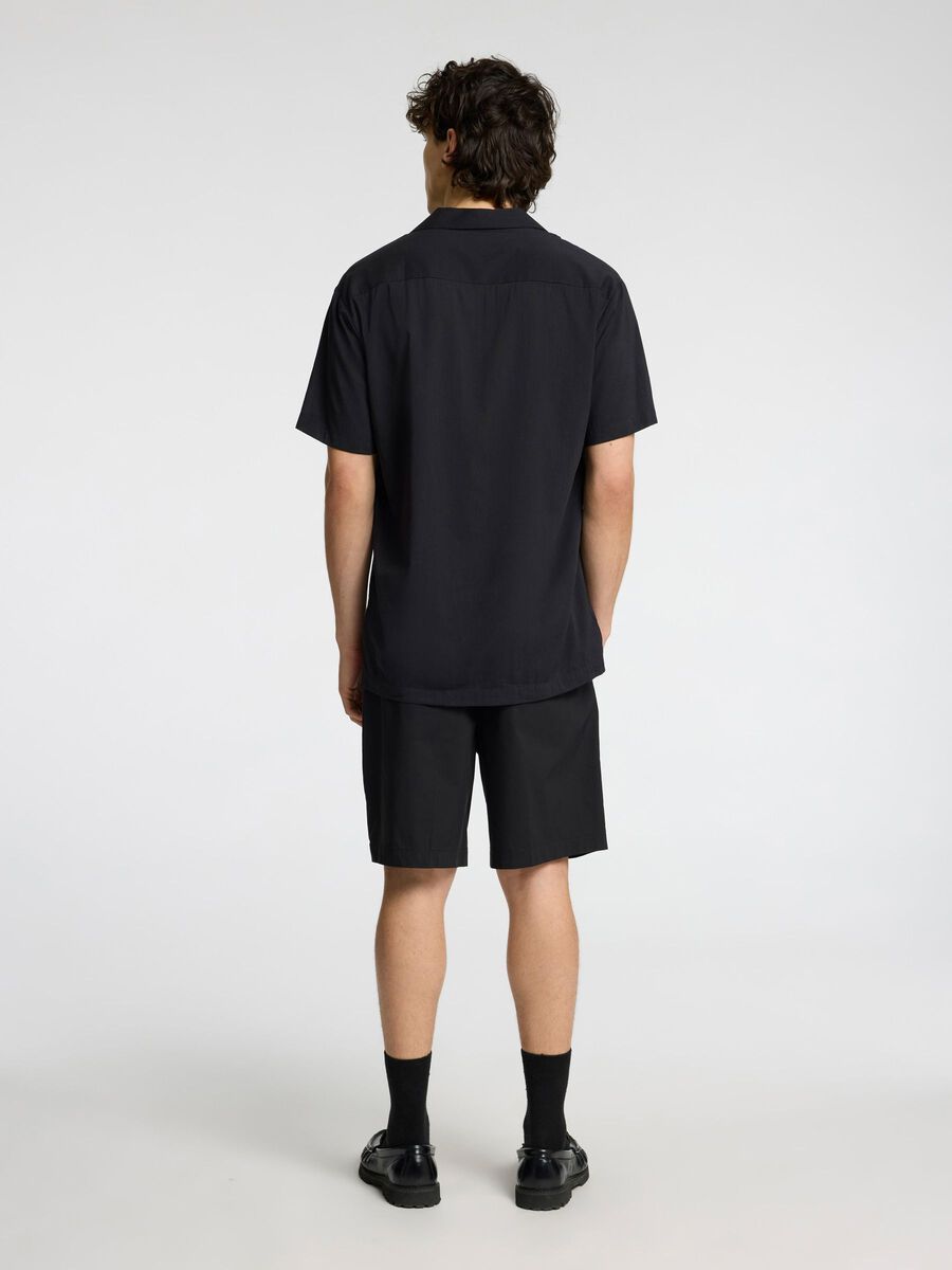 Selected CUBAN COLLAR SHIRT, Black, highres - 16084639_Black_004.jpg