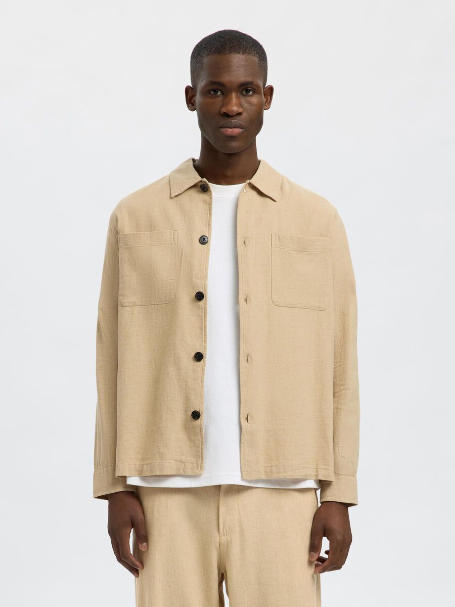 Selected LINEN BLEND OVERSHIRT, Incense, highres - 16096220_Incense_1155096_003.jpg