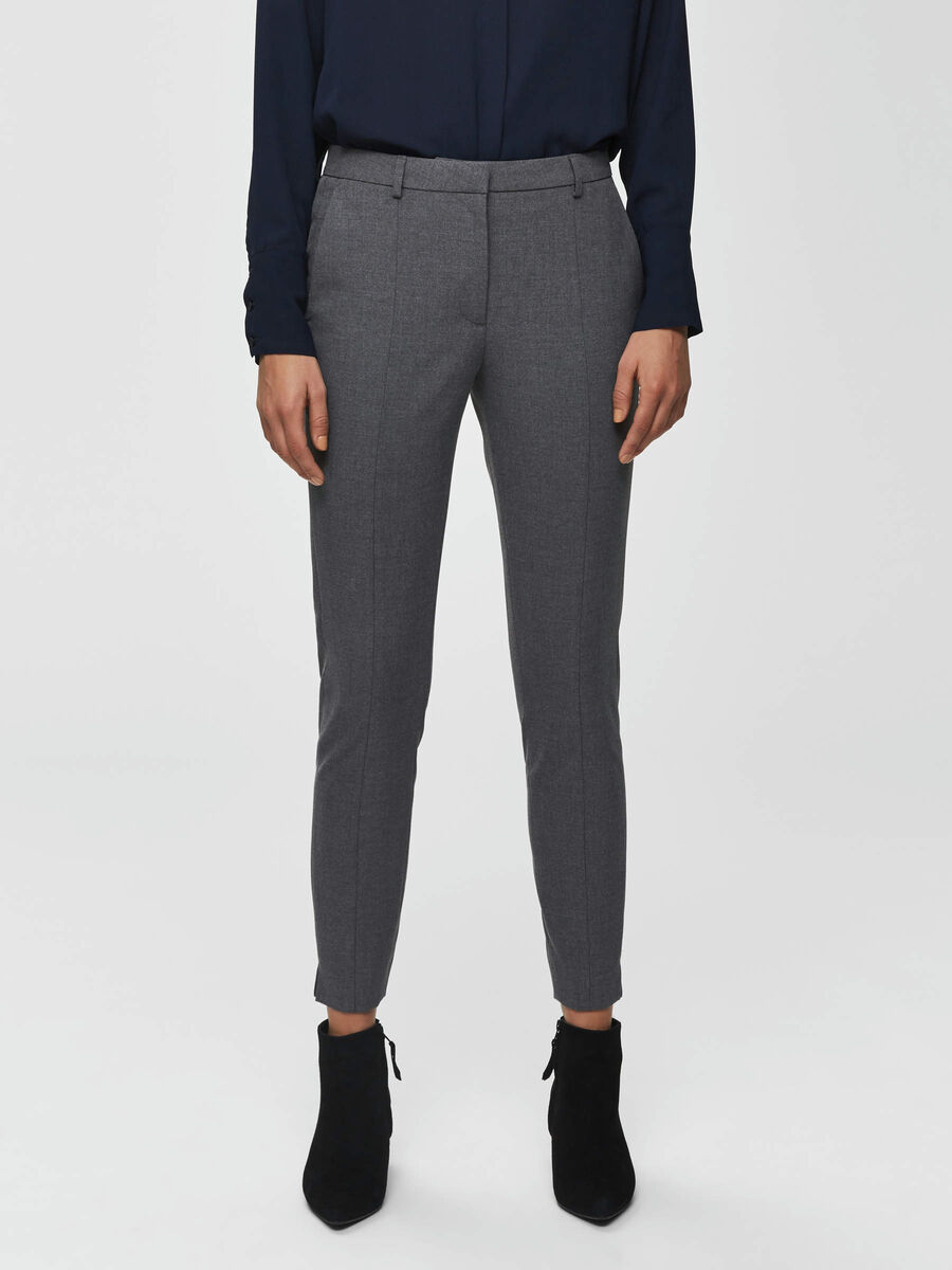 Selected KÜRZER GESCHNITTENE MID WAIST HOSE, Medium Grey Melange, highres - 16069853_MediumGreyMelange_003.jpg