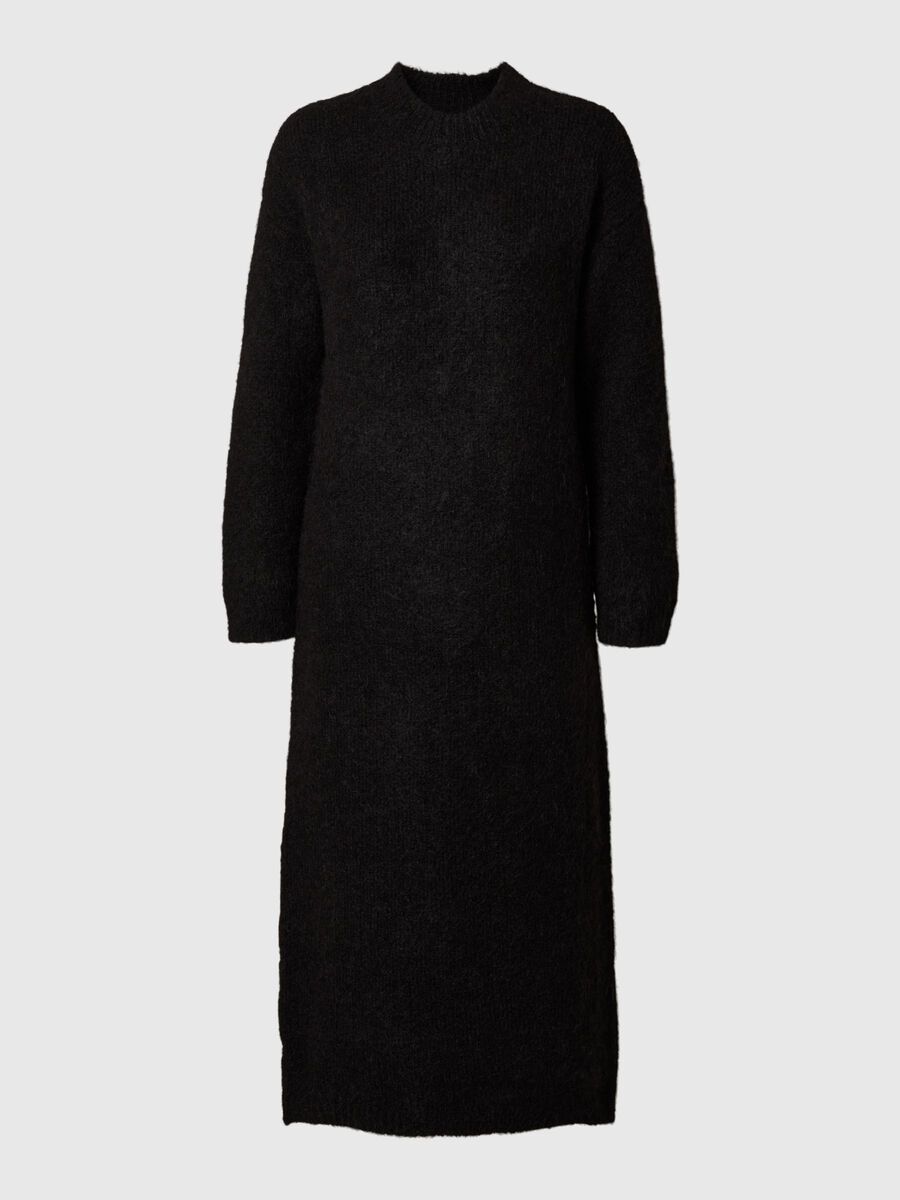 Selected WOOL BLEND MAXI DRESS, Black, highres - 16095597_Black_001.jpg