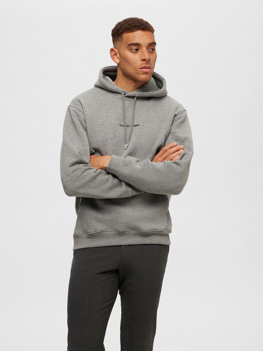 EMBROIDERED HOODIE | Grey | SELECTED HOMME®