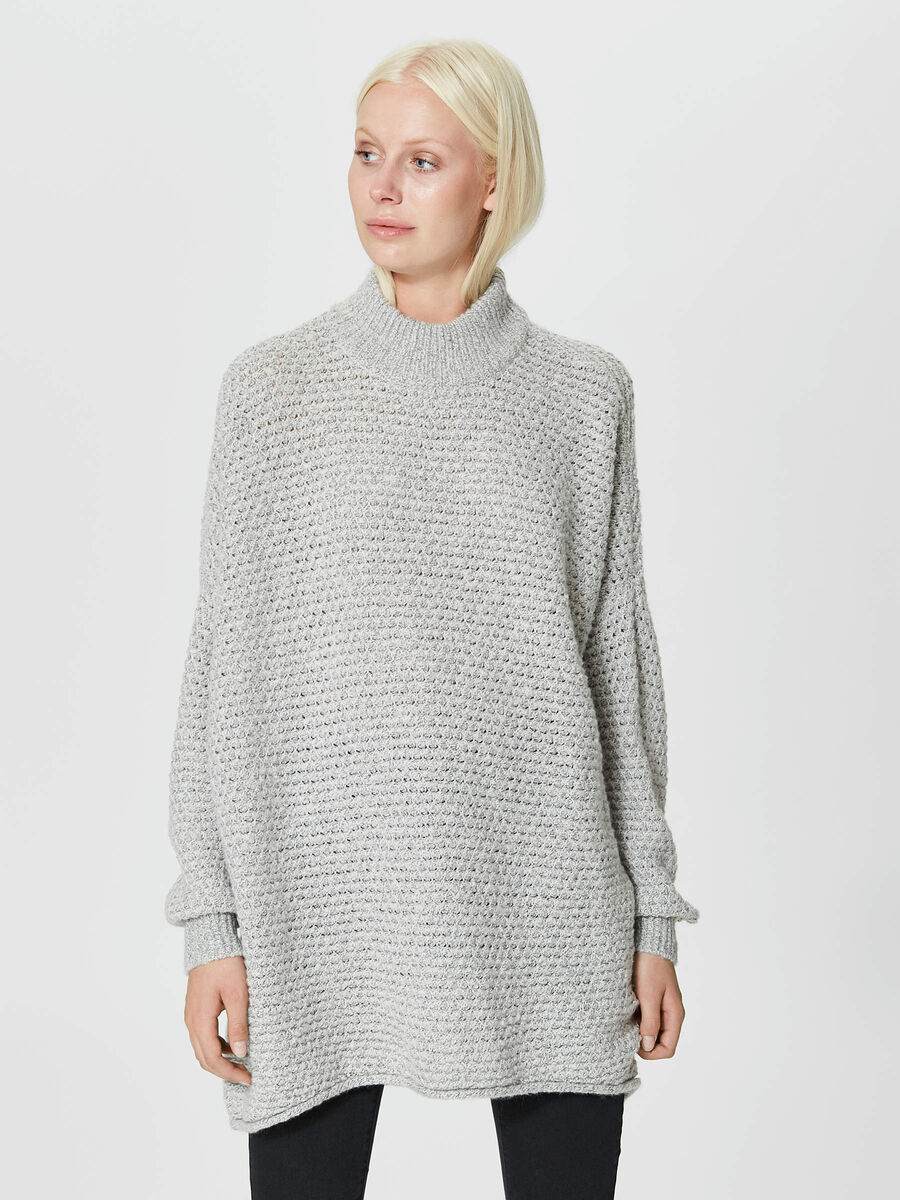 Selected LOOSE FIT - SWEATER, Light Grey Melange, highres - 16047088_LightGreyMelange_003.jpg