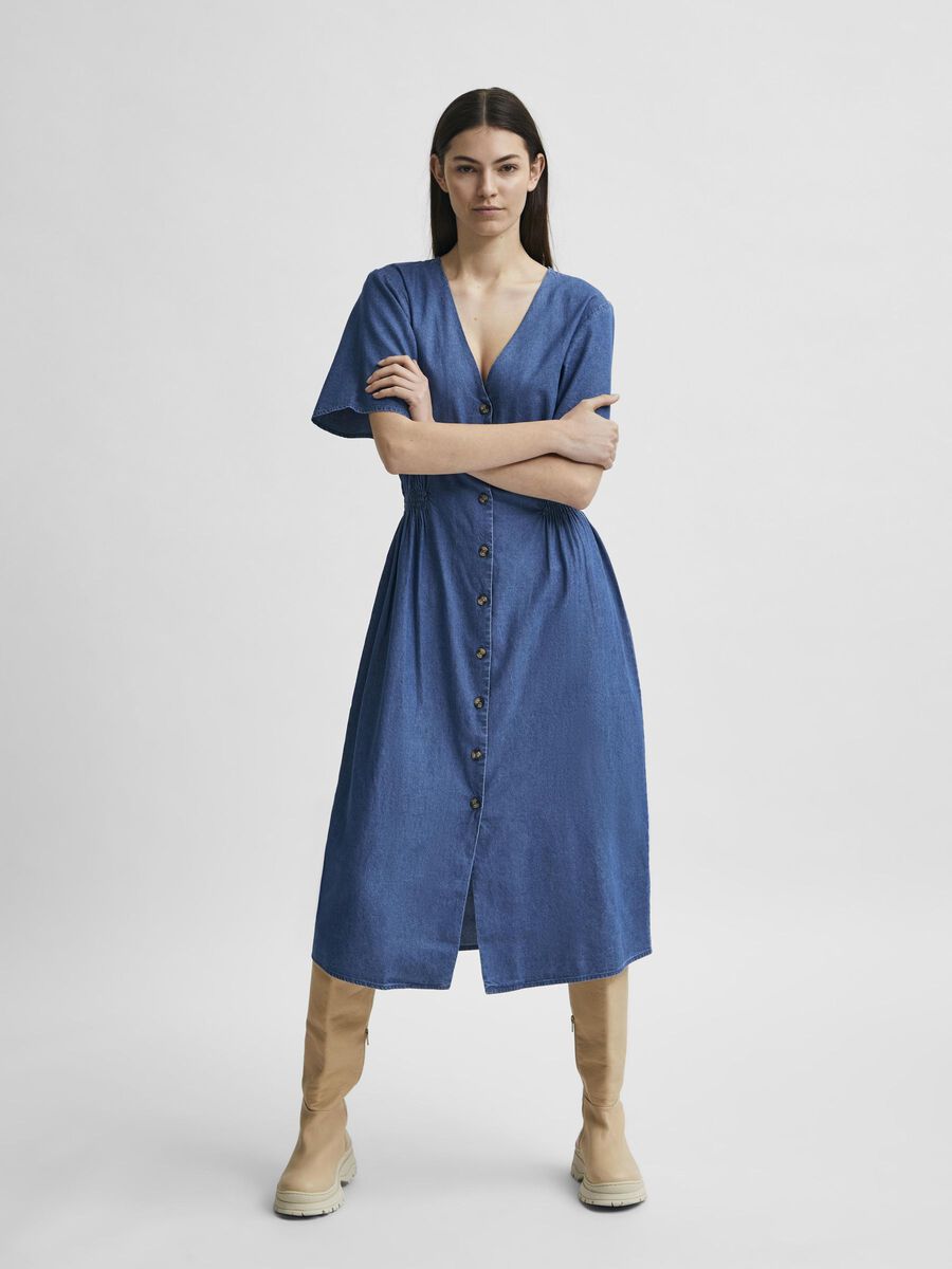 Selected PETITE TENCEL™ LYOCELL CHAMBRAY ROBE, Medium Blue Denim, highres - 16080711_MediumBlueDenim_003.jpg