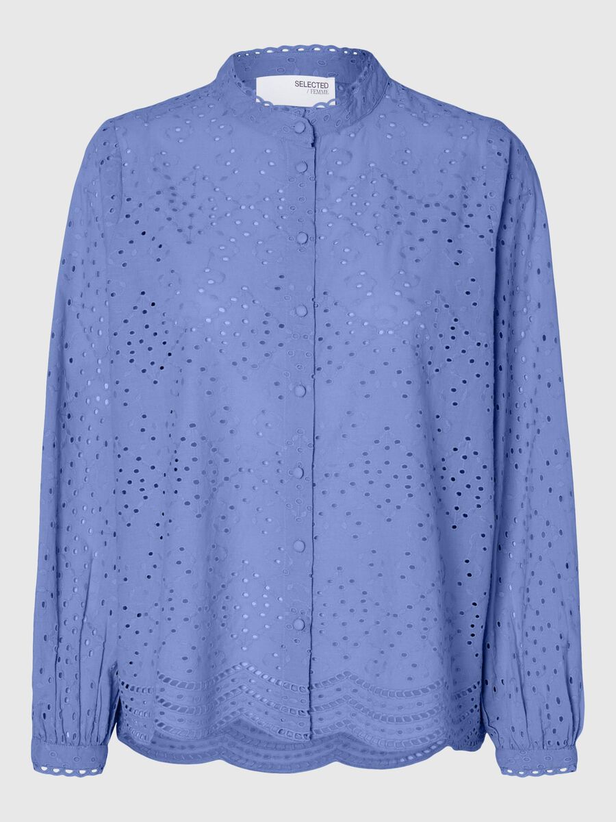 Selected BRODERIE ANGLAISE SHIRT, Cornflower Blue, highres - 16092185_CornflowerBlue_001.jpg