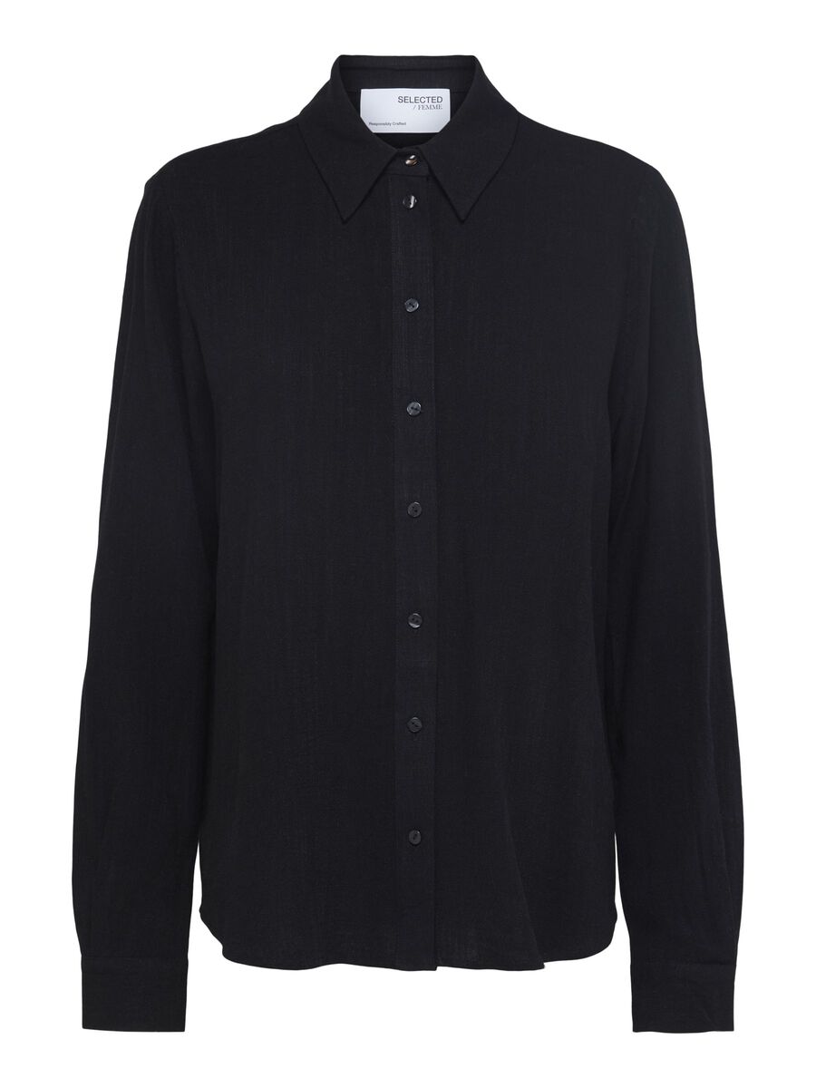 Selected VISCOSE BLEND SHIRT, Black, highres - 16082298_Black_001.jpg
