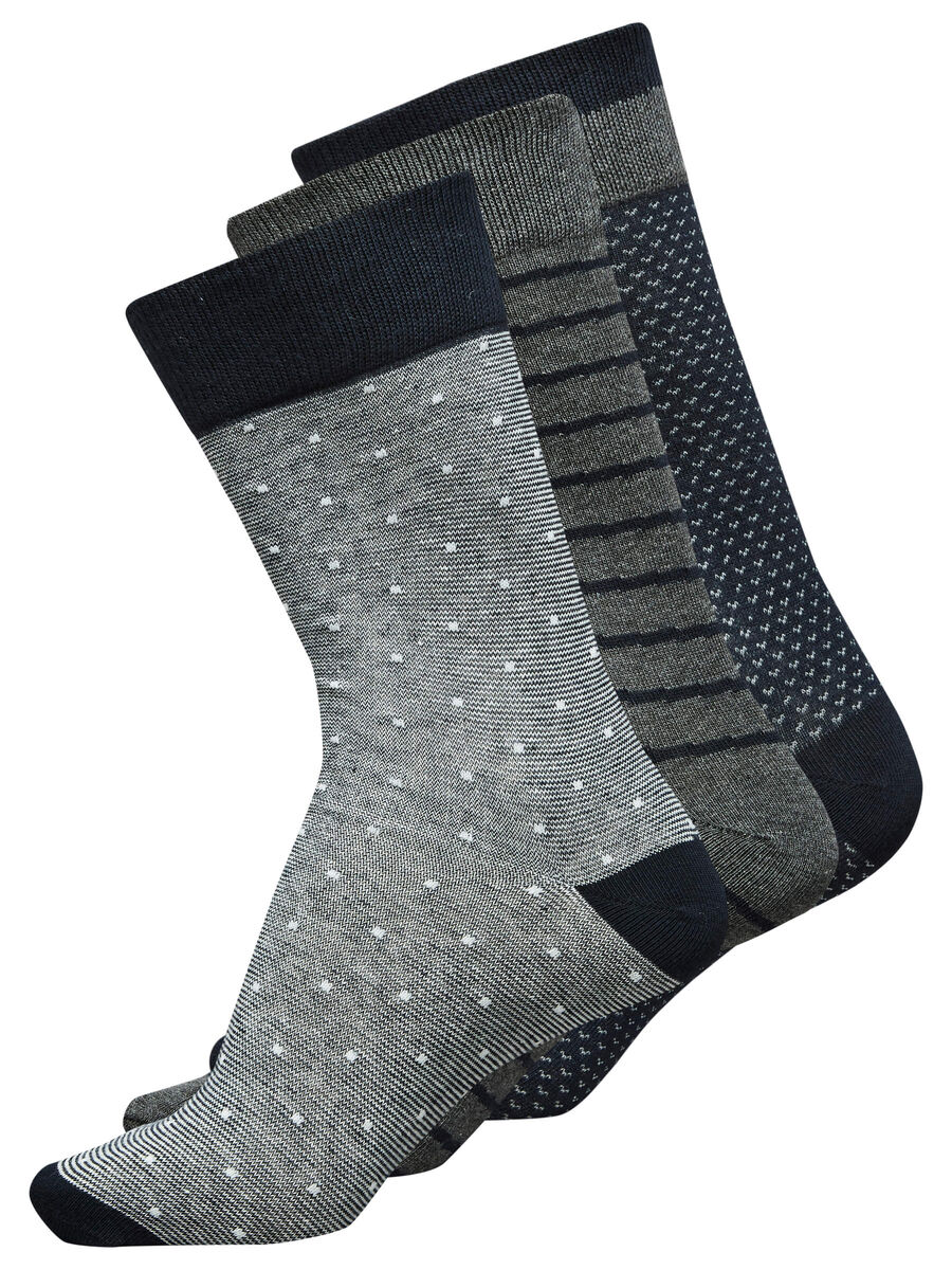 Selected LOT DE 3 - CHAUSSETTES, Medium Grey Melange, highres - 16061432_MediumGreyMelange_001.jpg