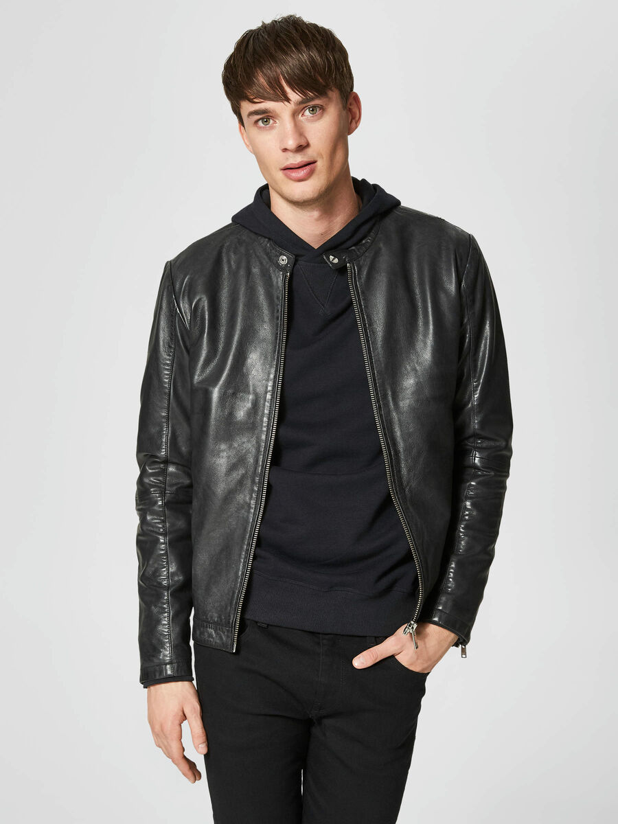 Selected LAMB - LEATHER JACKET, Black, highres - 16061211_Black_003.jpg