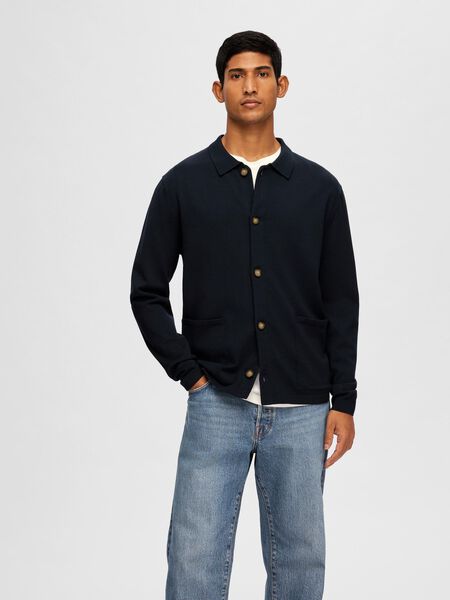 Selected KNITTED POLO CARDIGAN, Sky Captain, highres - 16092665_SkyCaptain_003.jpg