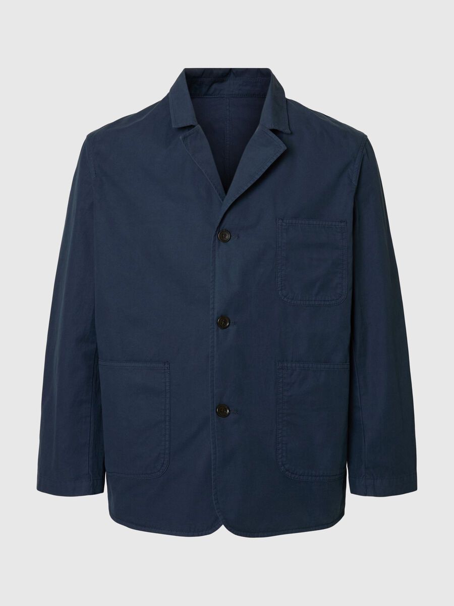 Selected HYBRID COTTON BLAZER, Outer Space, highres - 16099044_OuterSpace_001.jpg