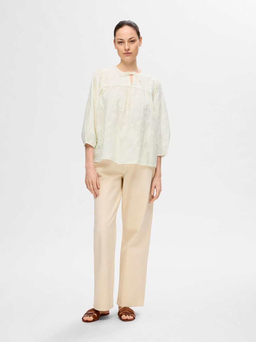 Selected TEXTURED 3/4 SLEEVED BLOUSE, Snow White, highres - 16093988_SnowWhite_005.jpg