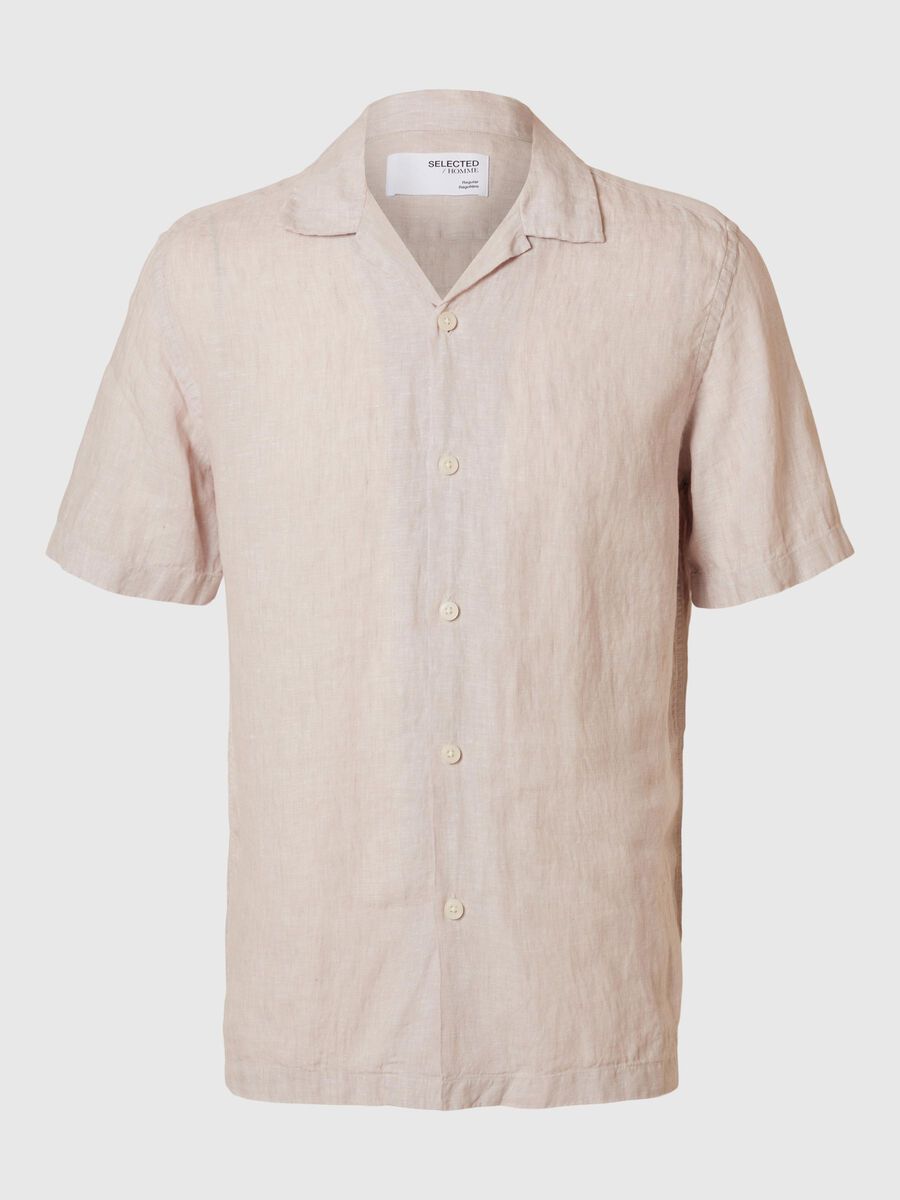 Selected 100% LINEN SHORT SLEEVED SHIRT, Pure Cashmere, highres - 16096908_PureCashmere_001.jpg