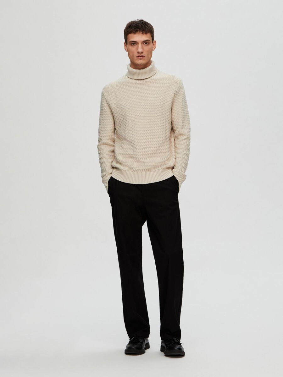 Selected TEXTURED ROLL NECK JUMPER, Oatmeal, highres - 16091739_Oatmeal_005.jpg