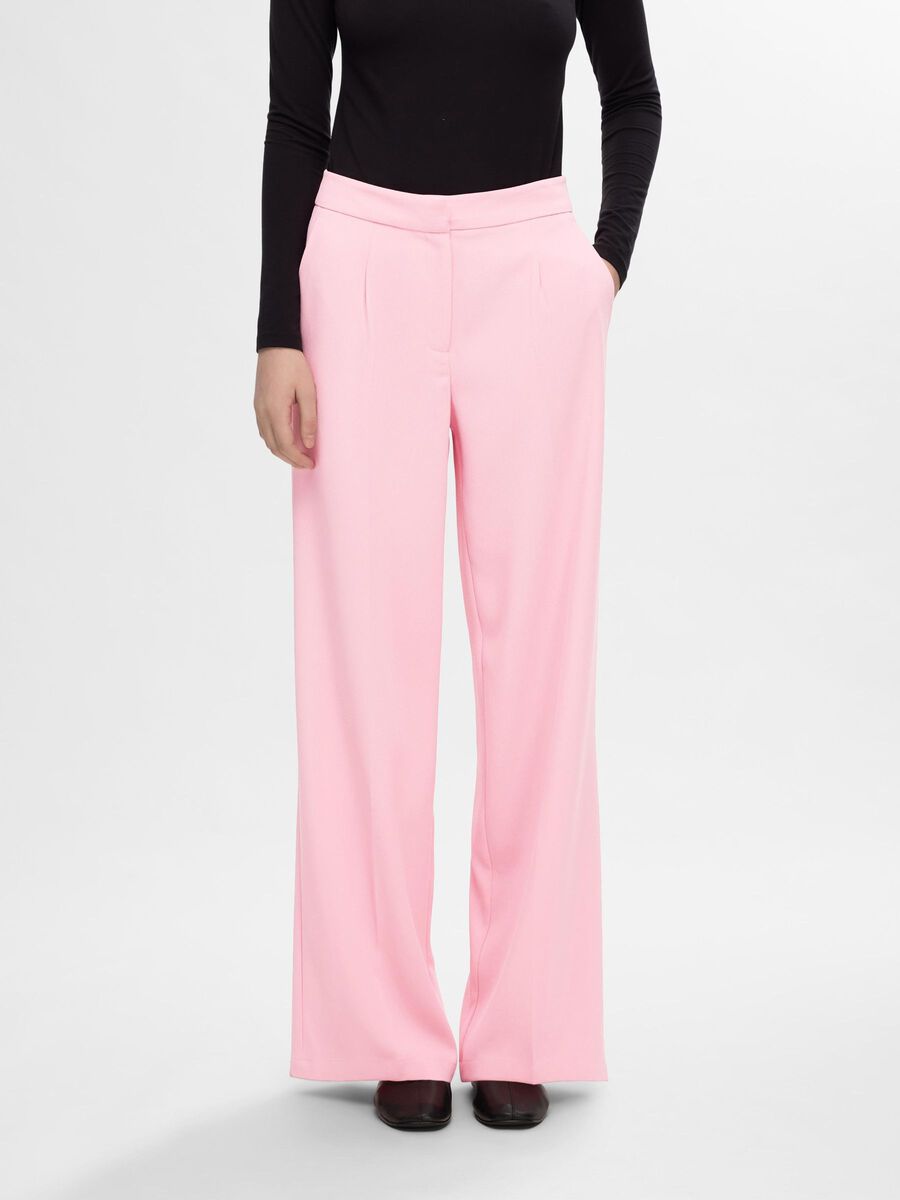 Selected WOVEN WIDE-LEG TROUSERS, Peony, highres - 16089912_Peony_003.jpg
