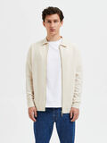 Selected KNITTED ZIP-UP CARDIGAN, Oatmeal, highres - 16086692_Oatmeal_003.jpg