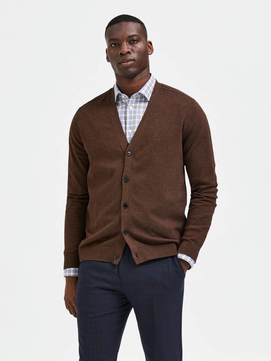 Selected COTON PIMA CARDIGAN, Shaved Chocolate, highres - 16079571_ShavedChocolate_003.jpg