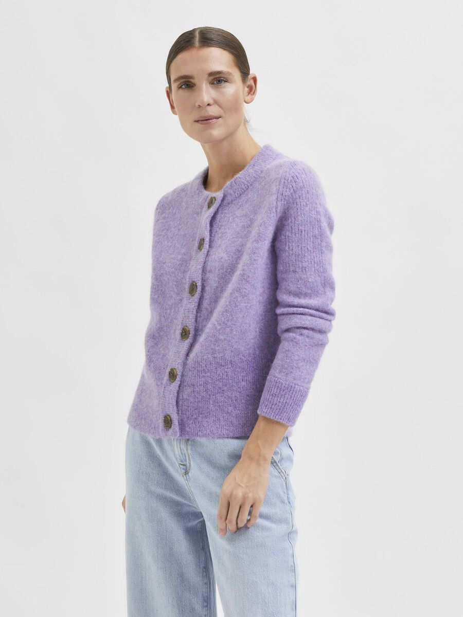 Selected WOOL ALPACA BLEND - KNITTED CARDIGAN, Violet Tulip, highres - 16065511_VioletTulip_784607_003.jpg