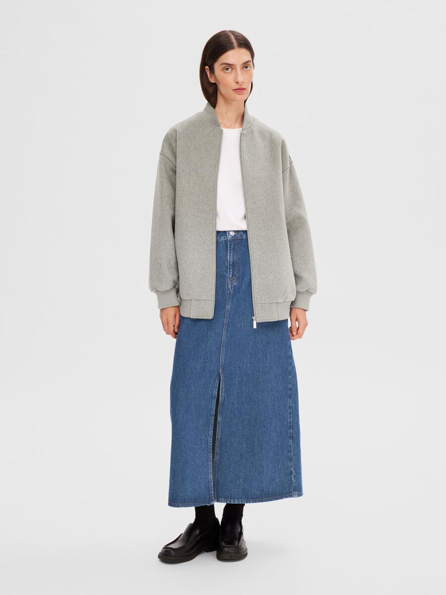 OVERSIZED BOMBER JACKET | Grey | SELECTED FEMME® 