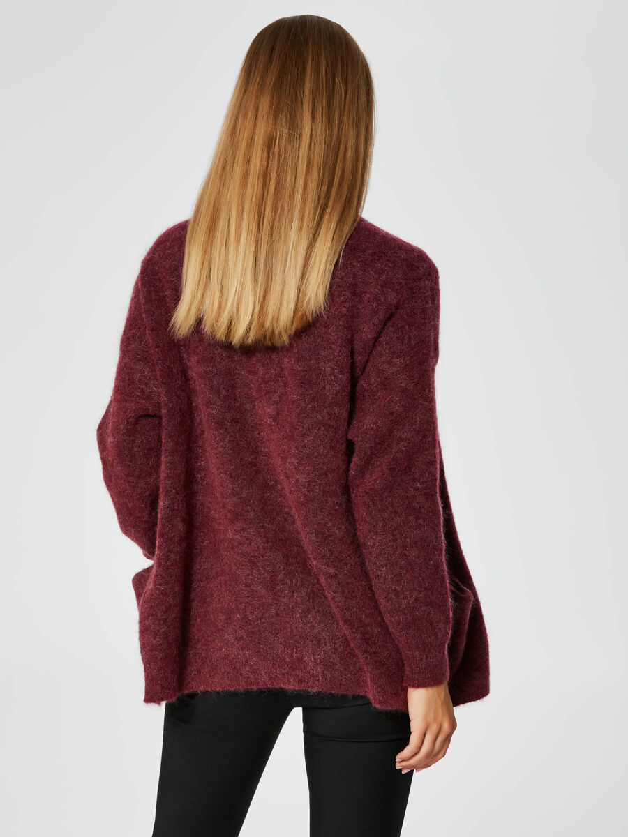 Selected SHORT - KNITTED CARDIGAN, Beet Red, highres - 16064755_BeetRed_647429_004.jpg