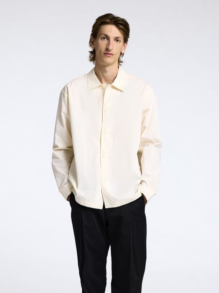 Selected 100% COTTON OVERSHIRT, Angora, highres - 16097827_Angora_003.jpg