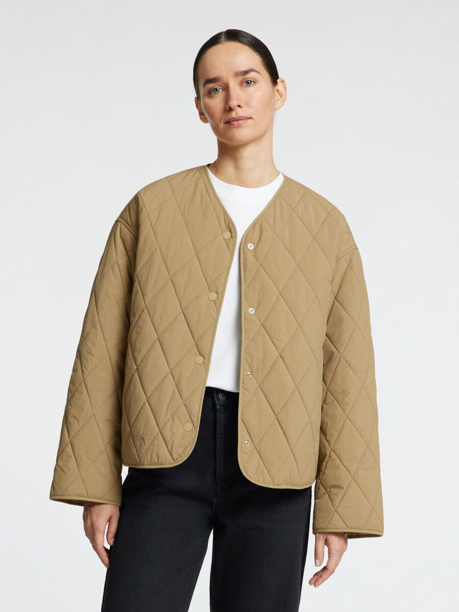 Selected QUILTED SHORT JACKET, Greige, highres - 16099317_Greige_003.jpg