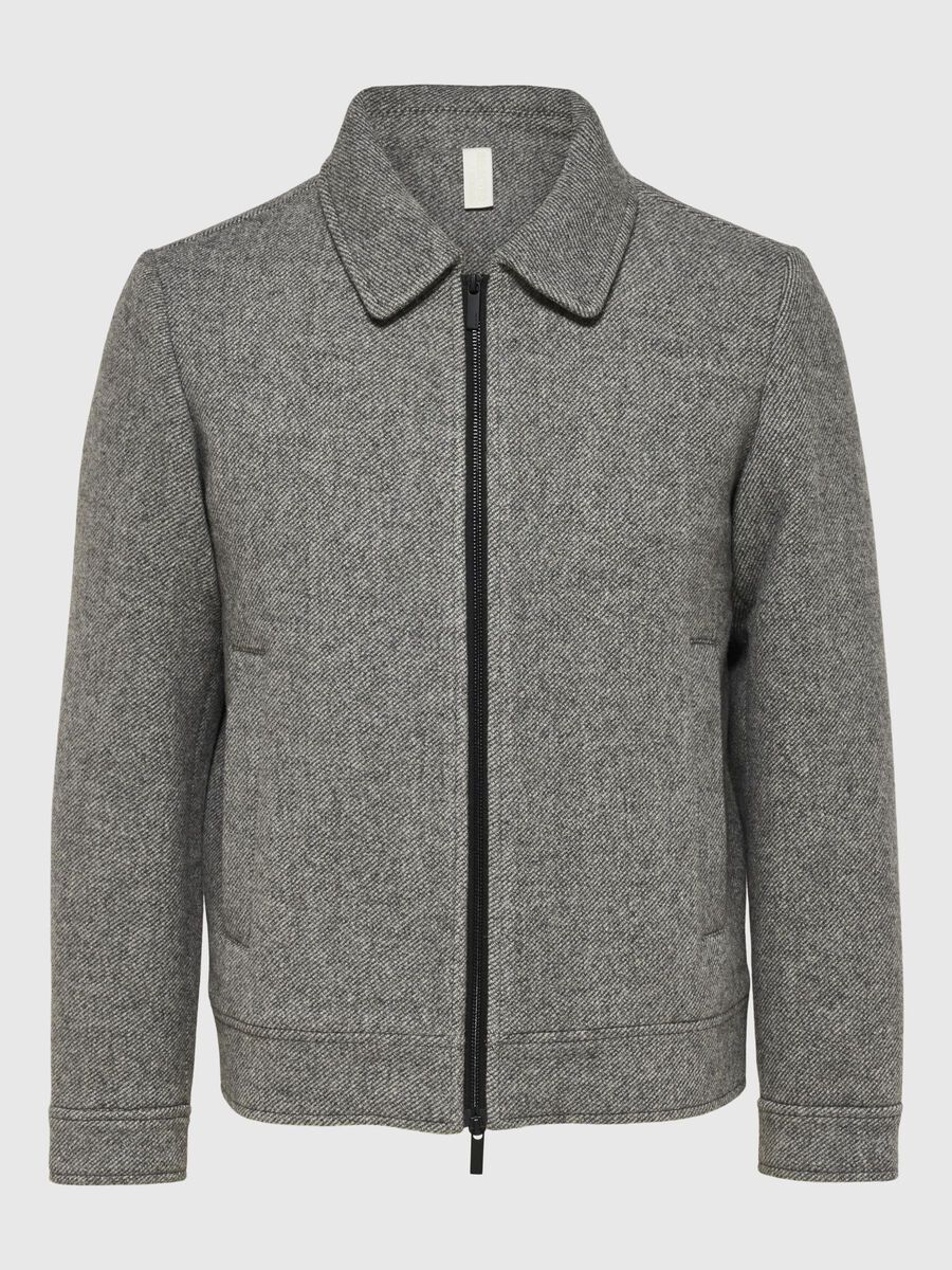 Selected ZIPPED WOOL BLEND JACKET, Light Grey Melange, highres - 16094323_LightGreyMelange_001.jpg