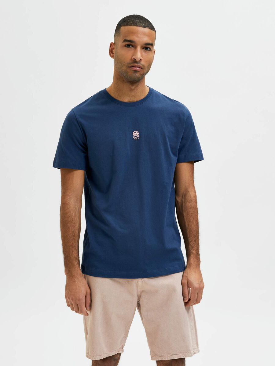 Selected EMBROIDERED T-SHIRT, Insignia Blue, highres - 16084685_InsigniaBlue_003.jpg