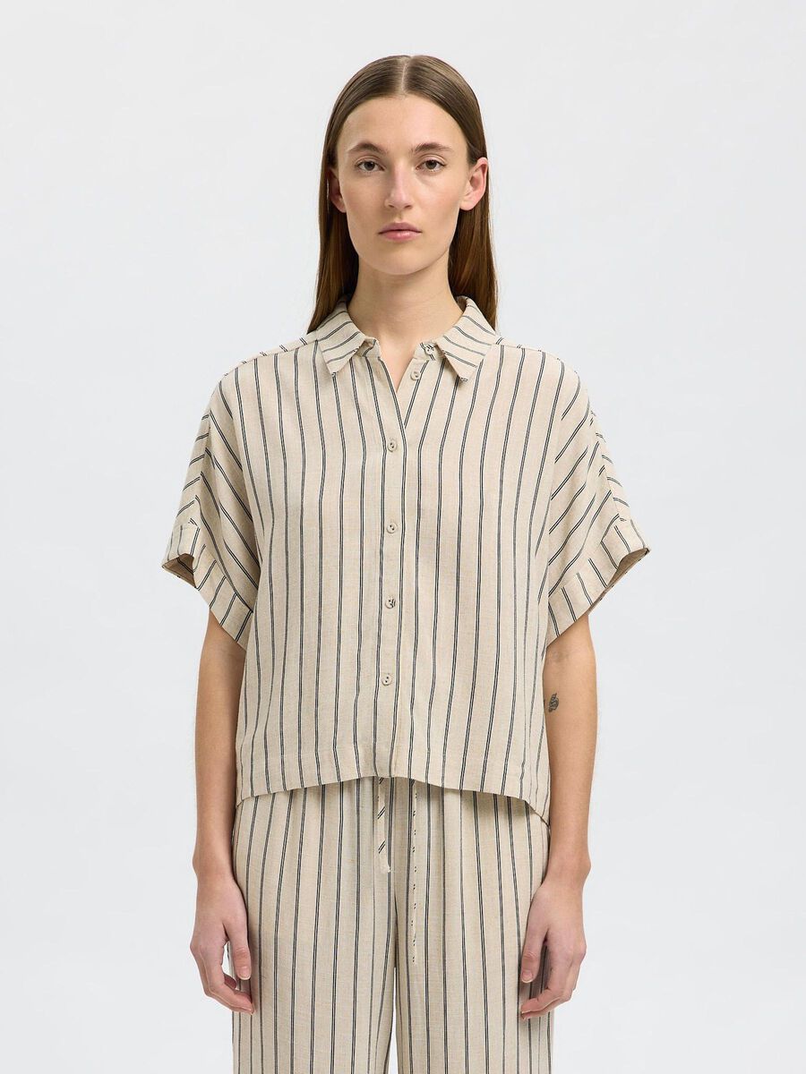 Selected STRIPED CROPPED SHIRT, Sandshell, highres - 16093939_Sandshell_1194488_003.jpg