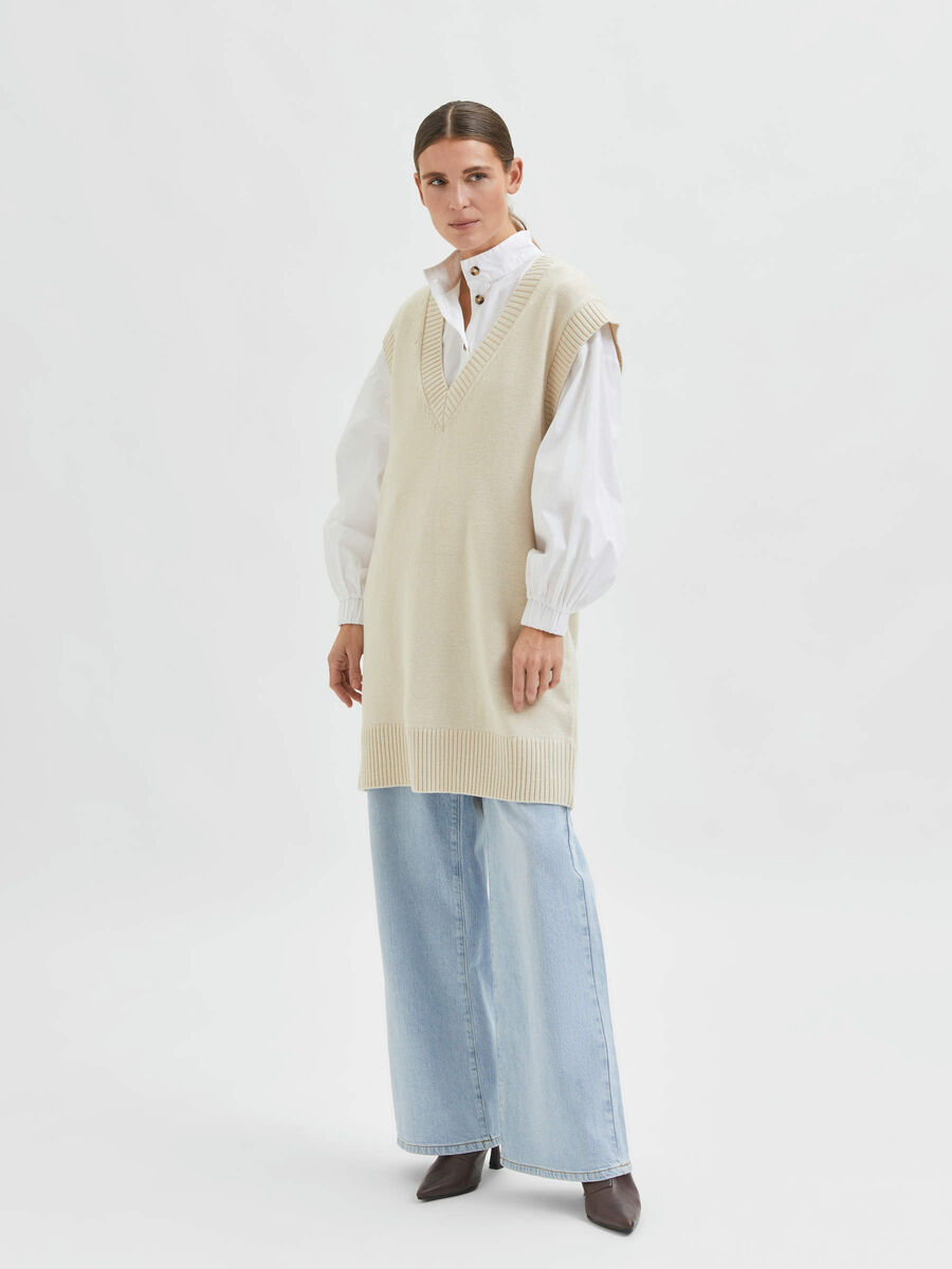 Selected LANG STRIKKET VEST, Birch, highres - 16082671_Birch_005.jpg