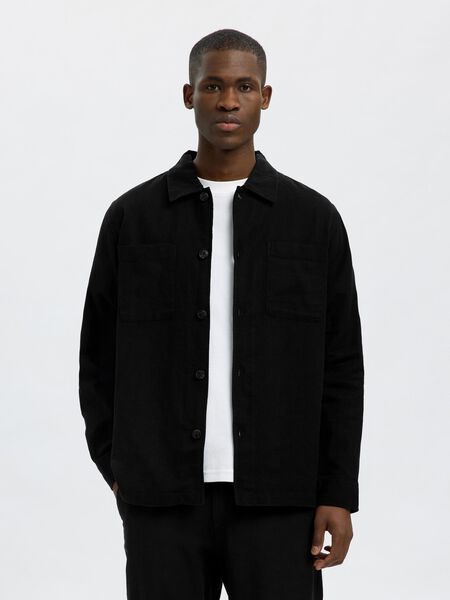 Selected LINEN BLEND OVERSHIRT, Black, highres - 16096220_Black_003.jpg