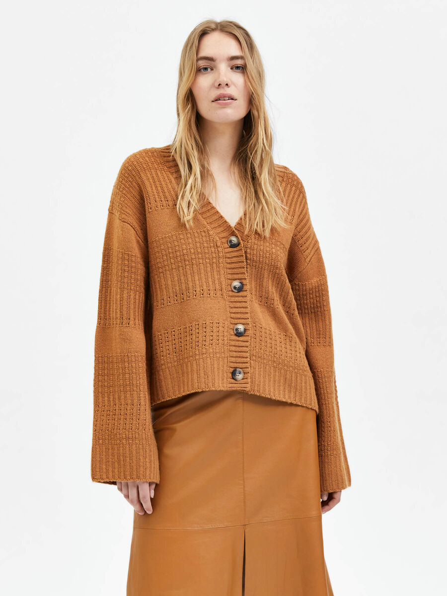 Selected CHUNKY KNITTED CARDIGAN, Brown Sugar, highres - 16085466_BrownSugar_003.jpg
