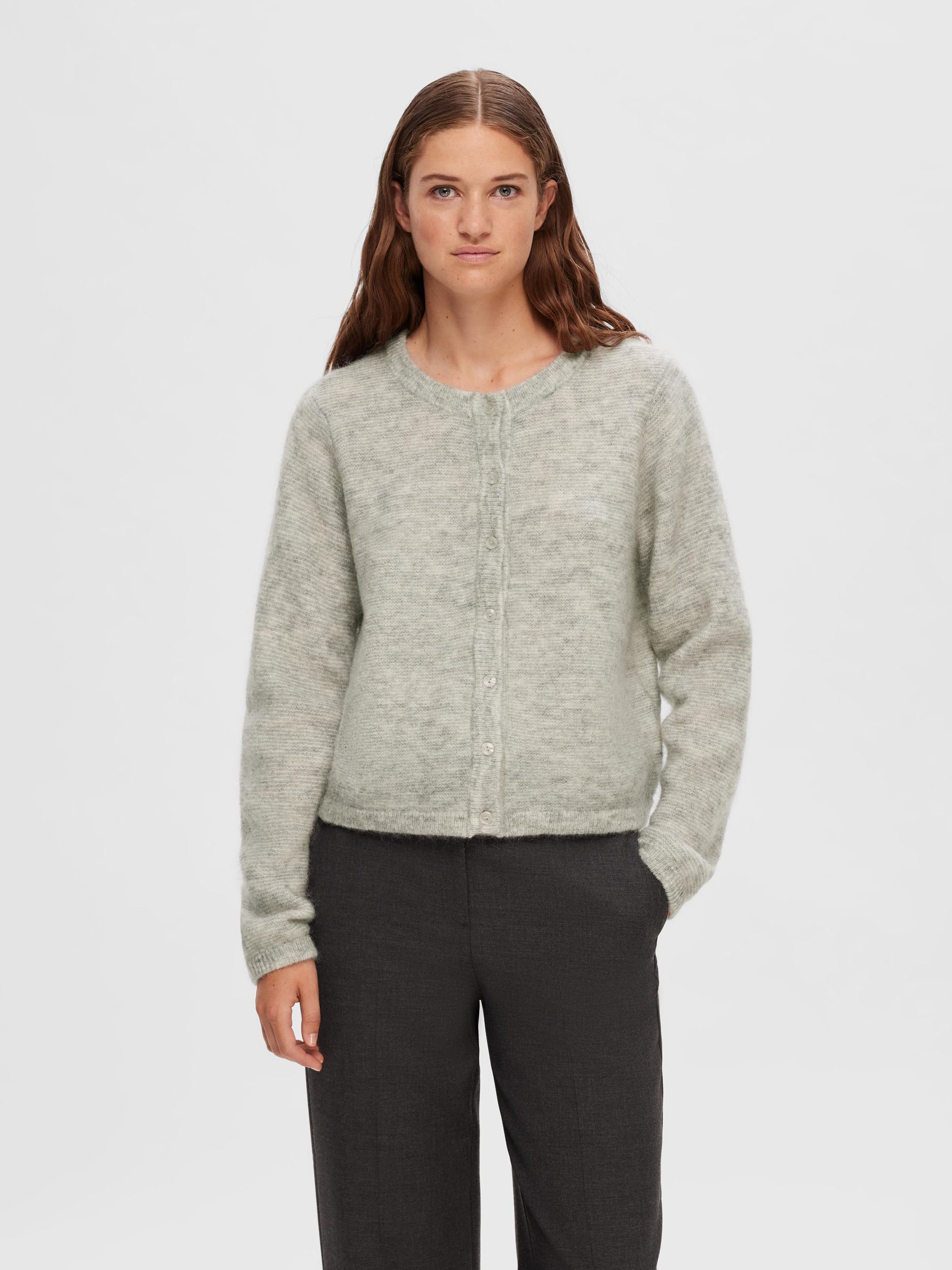 Grey long sleeve cardigan hot sale