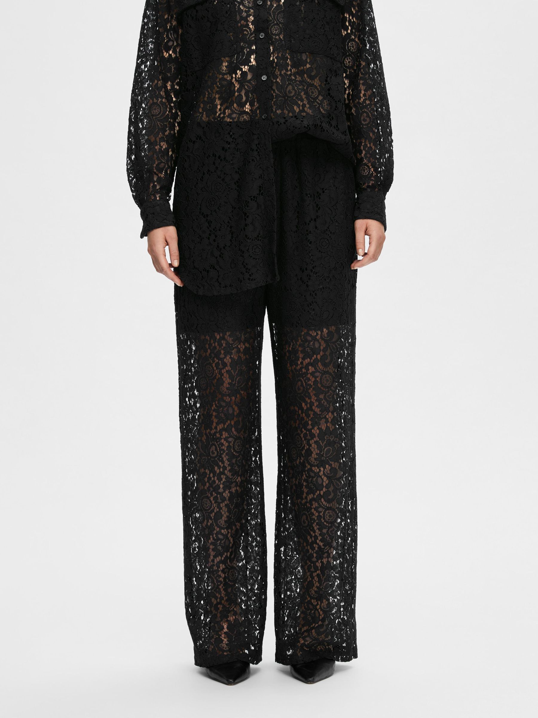Pantalon taille shop haute dentelle