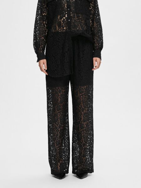 Selected LACE HIGH WAISTED TROUSERS, Black, highres - 16093503_Black_003.jpg