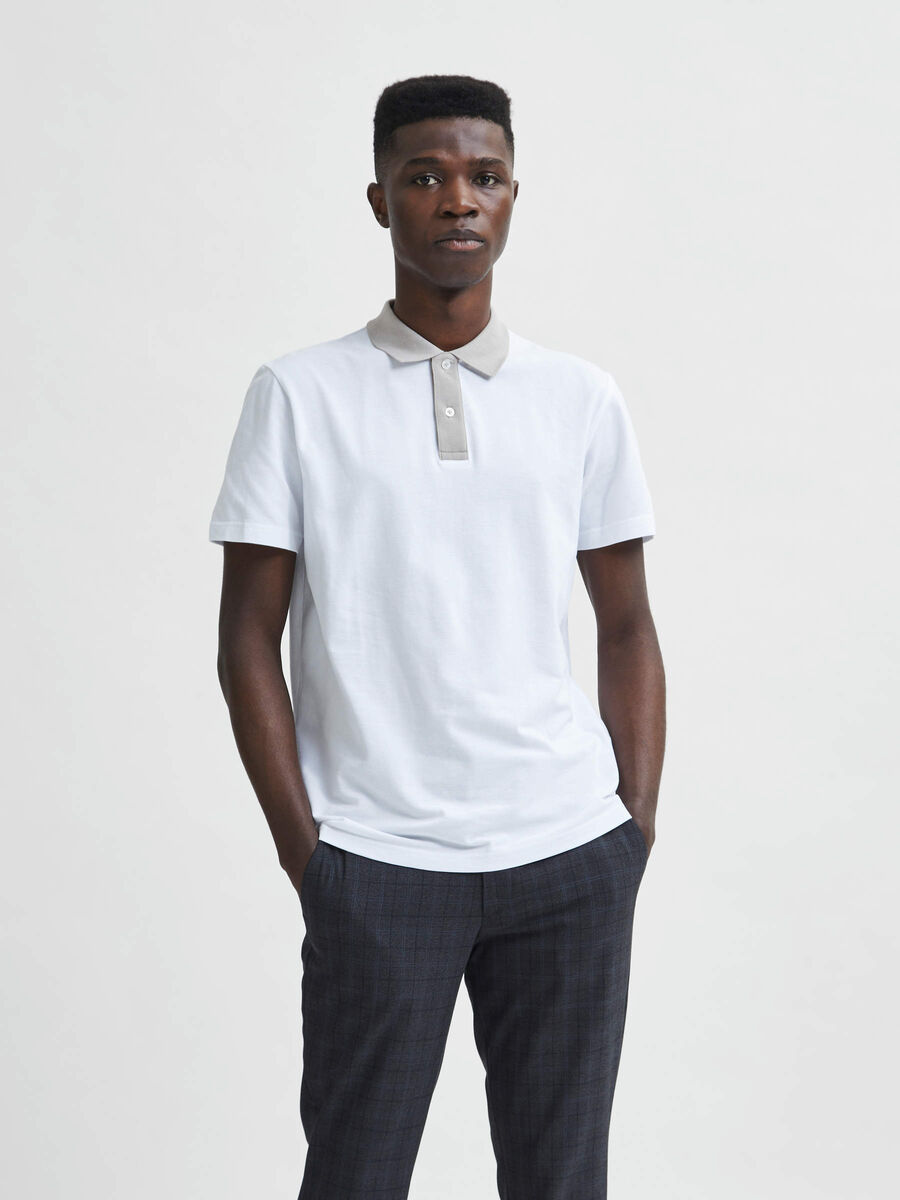 Selected CLASSIC CONTRAST NECK POLO SHIRT, Bright White, highres - 16080381_BrightWhite_871932_003.jpg