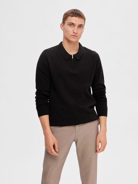 Selected POLO JUMPER, Black, highres - 16092579_Black_003.jpg